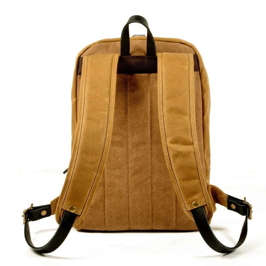 Canvas and leather backpack wallet grey black brown