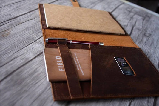 Brown Leather Journal Cover Notebook Holder