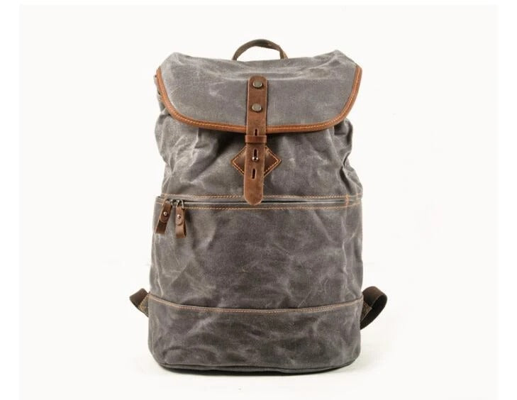 Canvas and leather backpack bags grey, brown, black