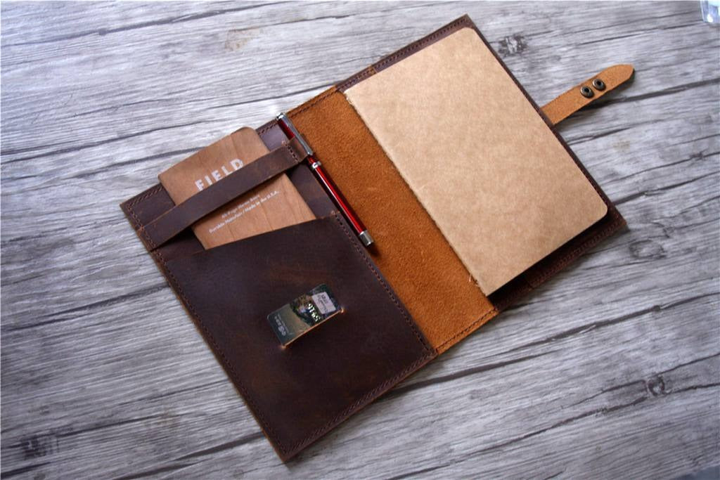Brown Leather Journal Cover Notebook Holder
