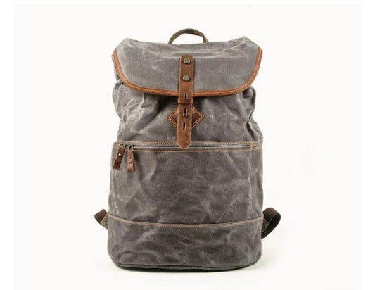 Canvas and leather backpack bags grey, brown, black