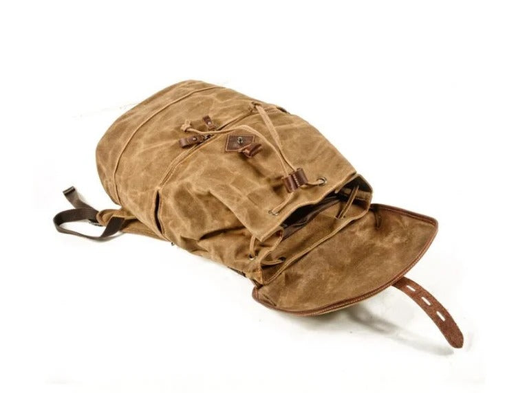 Canvas and leather backpack bags grey, brown, black