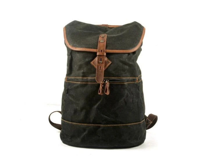 Canvas and leather backpack bags grey, brown, black